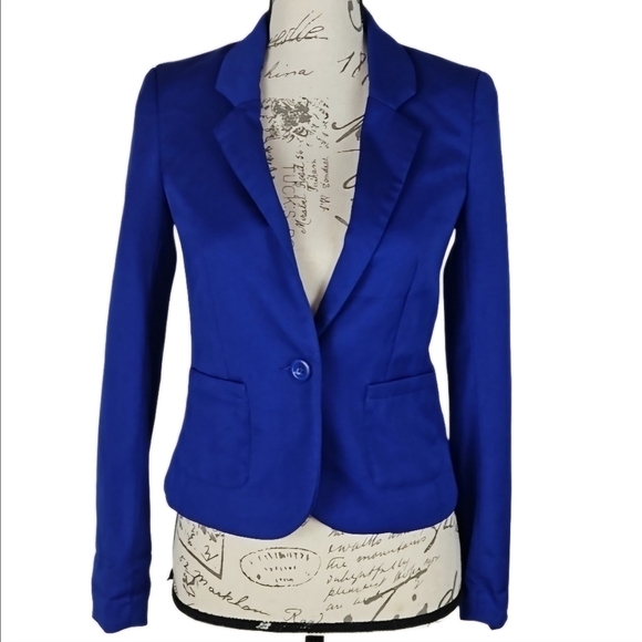 Royal Blue Blazer Classic Work Jacket Fully Lined, Size Women's 4 - Picture 2 of 4